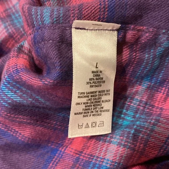 Large Aeropostale light flannel shirt with blue and pink - NWT - Picture 4 of 4